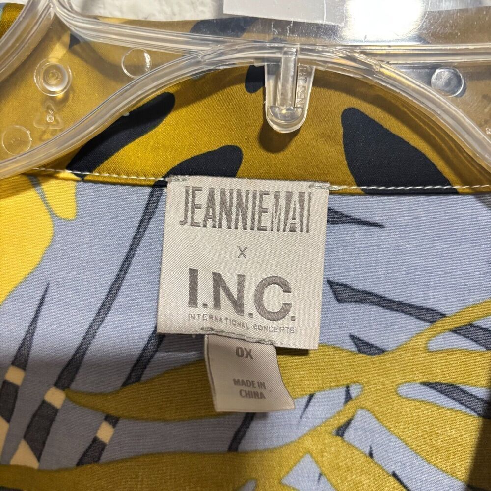 INC International Concepts Jeannie Mai X INC Midi‎ Dress Plus 0X Palm Print - Picture 5 of 12